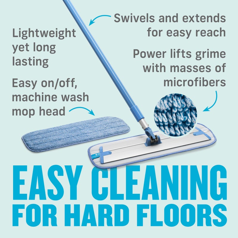 E-Cloth Deep Clean Mop with Extra Mop Replacement Head, Microfiber Mop, Perfect Floor Cleaner for Hardwood, Laminate, Tile and Stone Flooring, Washable and Reusable, 100 Wash Promise,Blue / Silver - Image 2